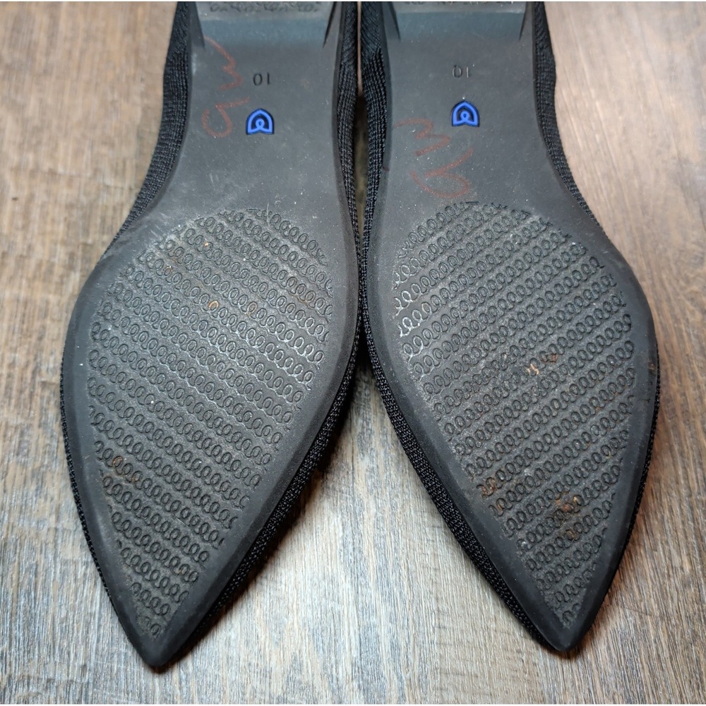 Rothy's The Point II Ballet Flat Black Knit Women Size 10 With In Love Insoles - Picture 12 of 13